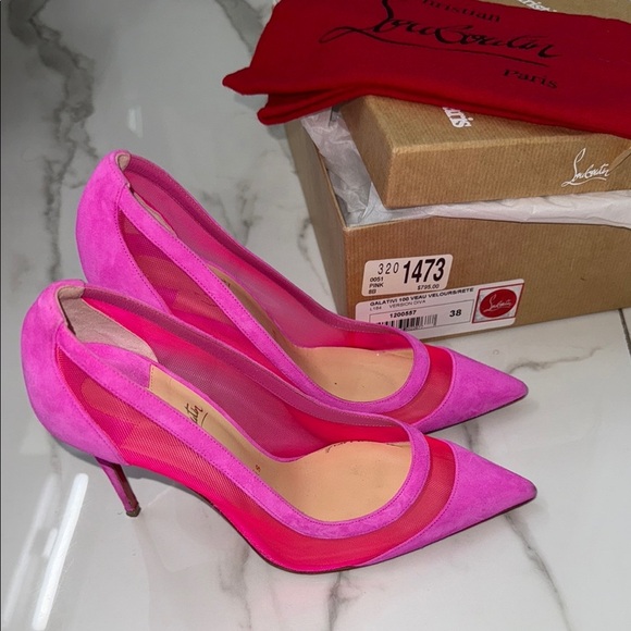 Christian Louboutin Pink Galativi 100 High Heels size 38 - Picture 3 of 5